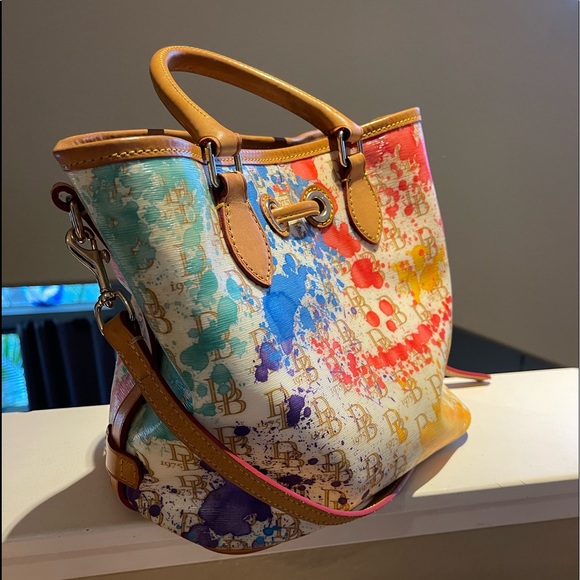 Dooney & Bourke Vintage Paint Splatter, Vachetta Leather Bag - Picture 5 of 17